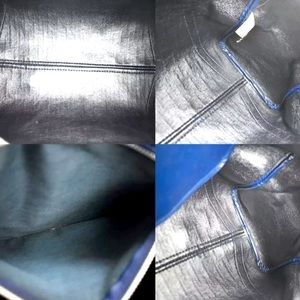 Authentic Dior trotted pattern travel hand bag canvas leather Navy Blue.